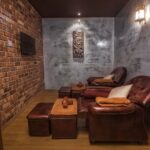 Massage room with leather recliners and footrests, Bangkok Family Spa, Masai