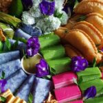 Assorted colorful traditional kuih pastries arranged on platter, Dalca Kitchen, Kuala Lumpur