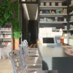 Skincare shop counter with product shelves and seating, Eva Beauty Concept, Ulu Tiram