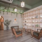 Waiting lounge with product display shelves, Face Bar, Petaling Jaya
