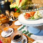 Buffet spread with salad, coffee, and condiments, Hotel Salaam Suites, Kota Bharu