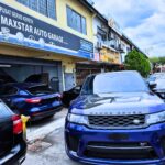 Cars parked outside auto garage shopfront with signboard, Maxstar Auto Garage, Puchong