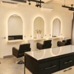Salon interior with styling chairs and arched mirrors, Sense Of Touch, Petaling Jaya