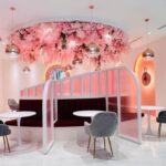 Pink themed seating area with floral ceiling decor, Smooth Kitty - Sunway Mentari - Laser Aesthetics Centre, Petaling Jaya