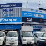 Shopfront with signage and parked delivery vans outside, Star Venci Sdn Bhd, Batu Caves